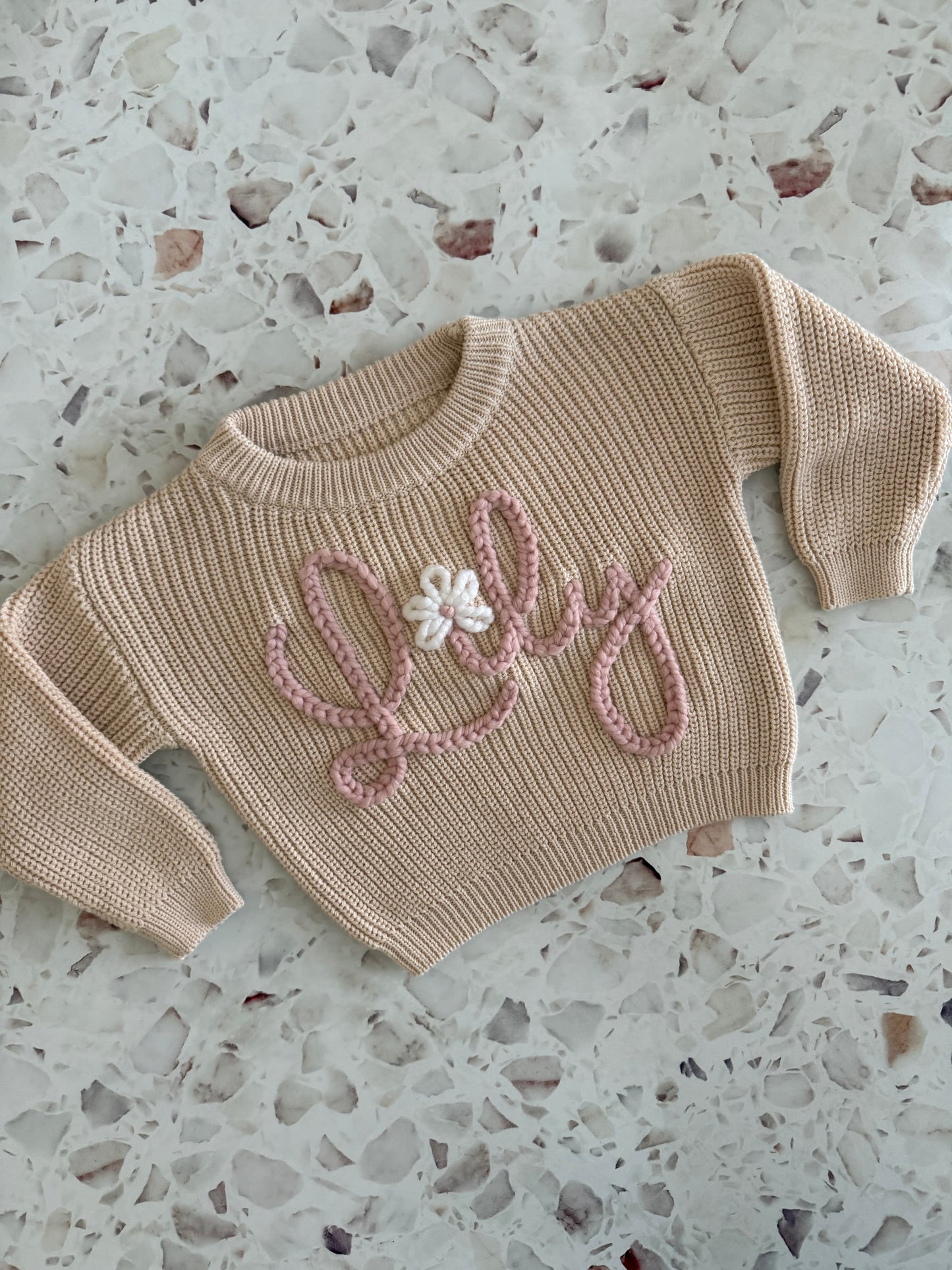 Latte | Custom Personalised Hand Embroidered Knit Sweater Jumper