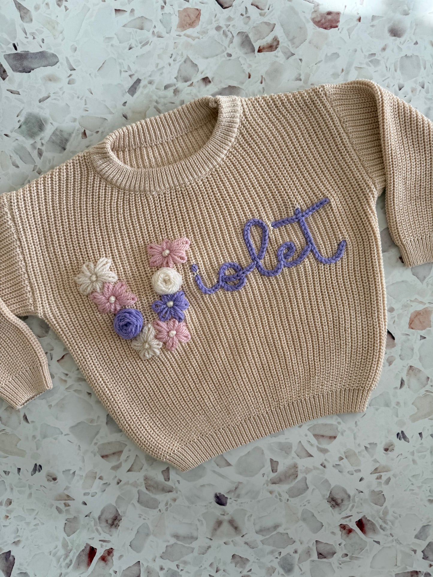 Latte | Custom Personalised Hand Embroidered Knit Sweater Jumper