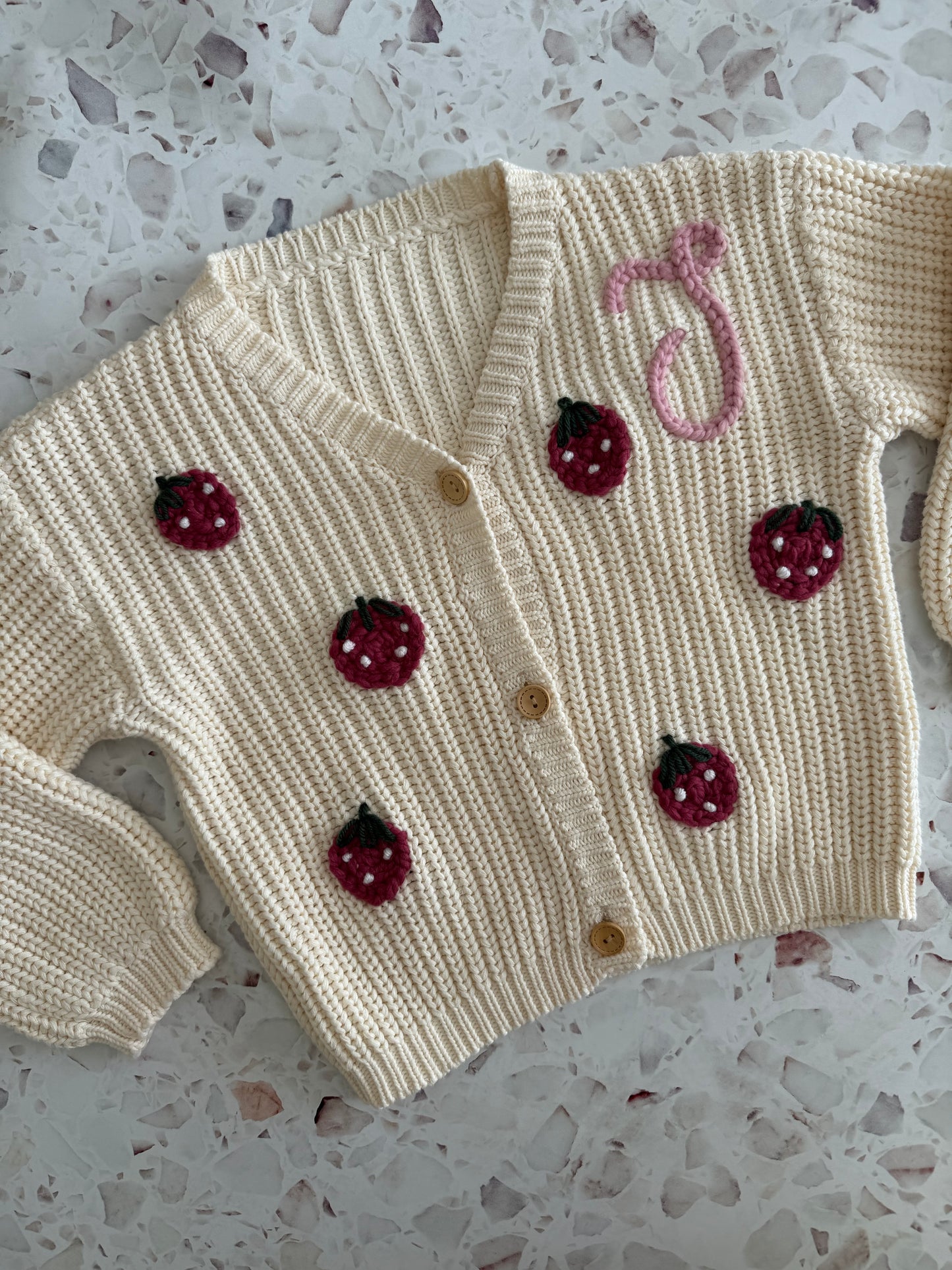 Biscuit | Custom Personalised Hand Embroidered Chunky Knit Cardigan