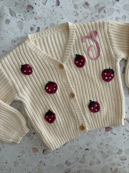 Biscuit | Custom Personalised Hand Embroidered Chunky Knit Cardigan