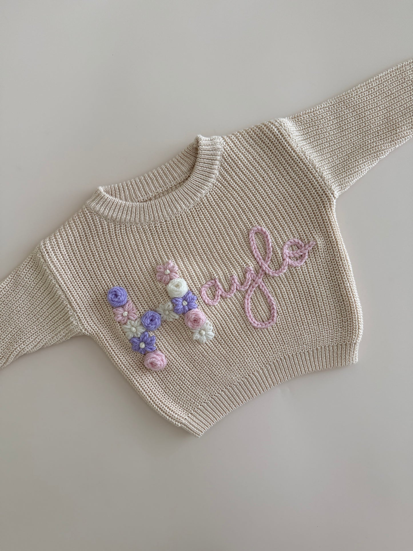 Latte | Custom Personalised Hand Embroidered Knit Sweater Jumper
