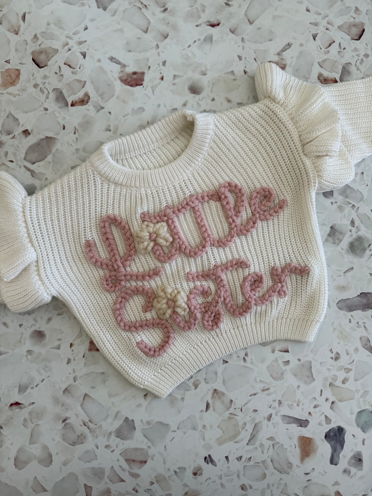 Milk Ruffle Sleeve | Custom Personalised Hand Embroidered Knit Sweater Jumper