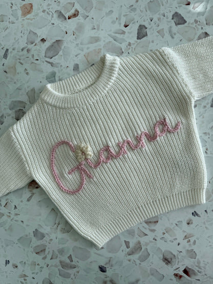Milk | Custom Personalised Hand Embroidered Knit Sweater Jumper