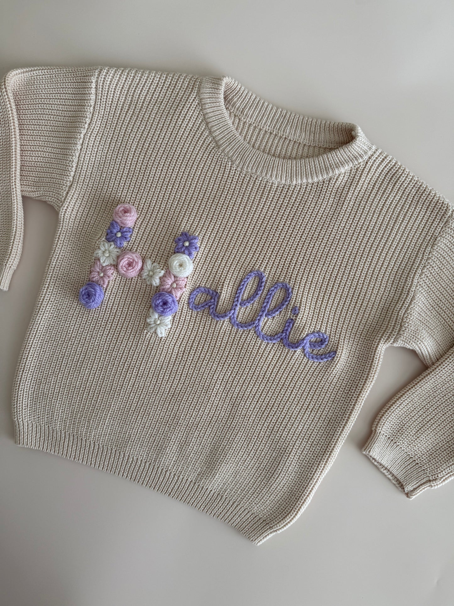 Latte | Custom Personalised Hand Embroidered Knit Sweater Jumper