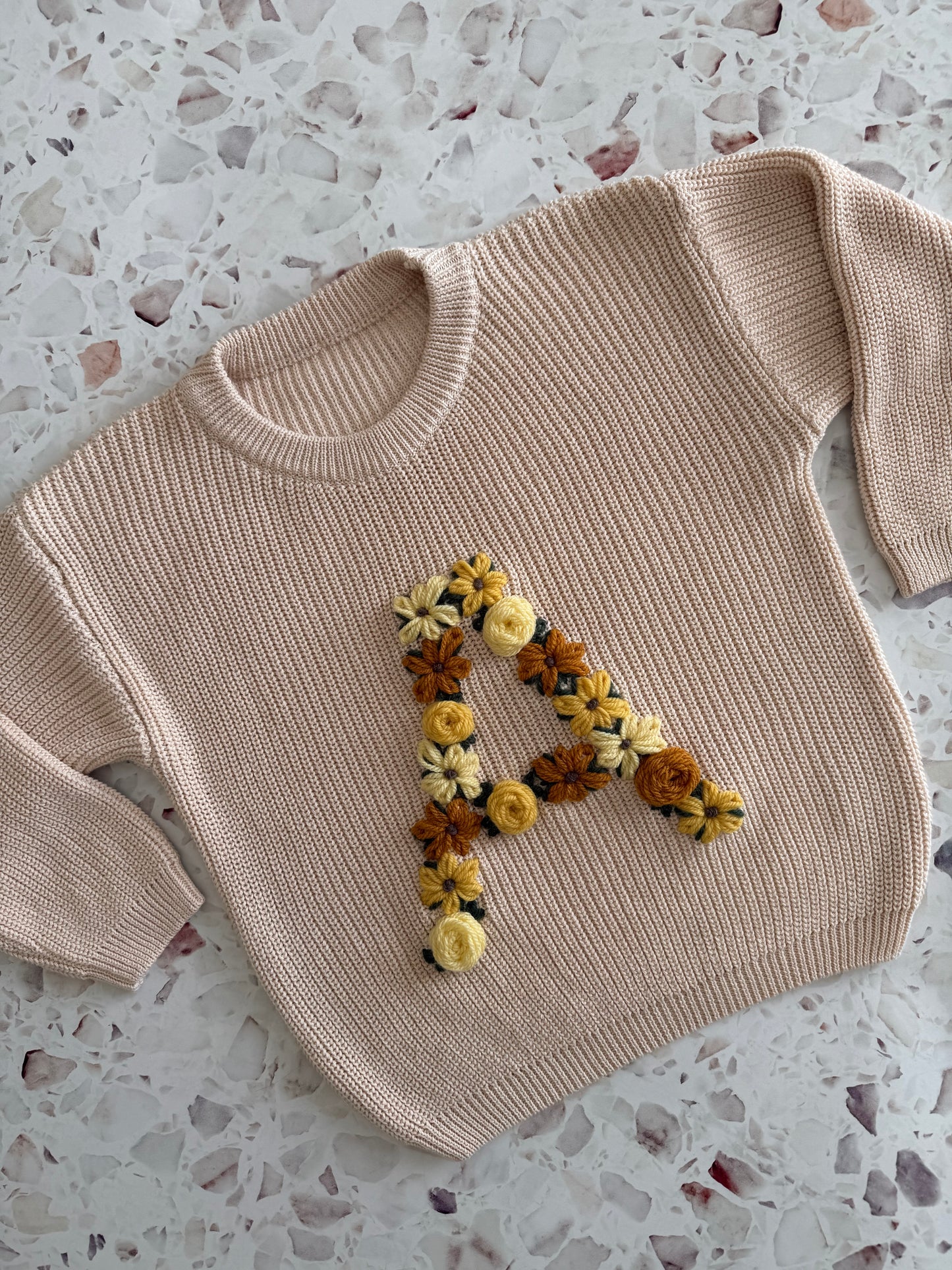 Latte | Custom Personalised Hand Embroidered Knit Sweater Jumper