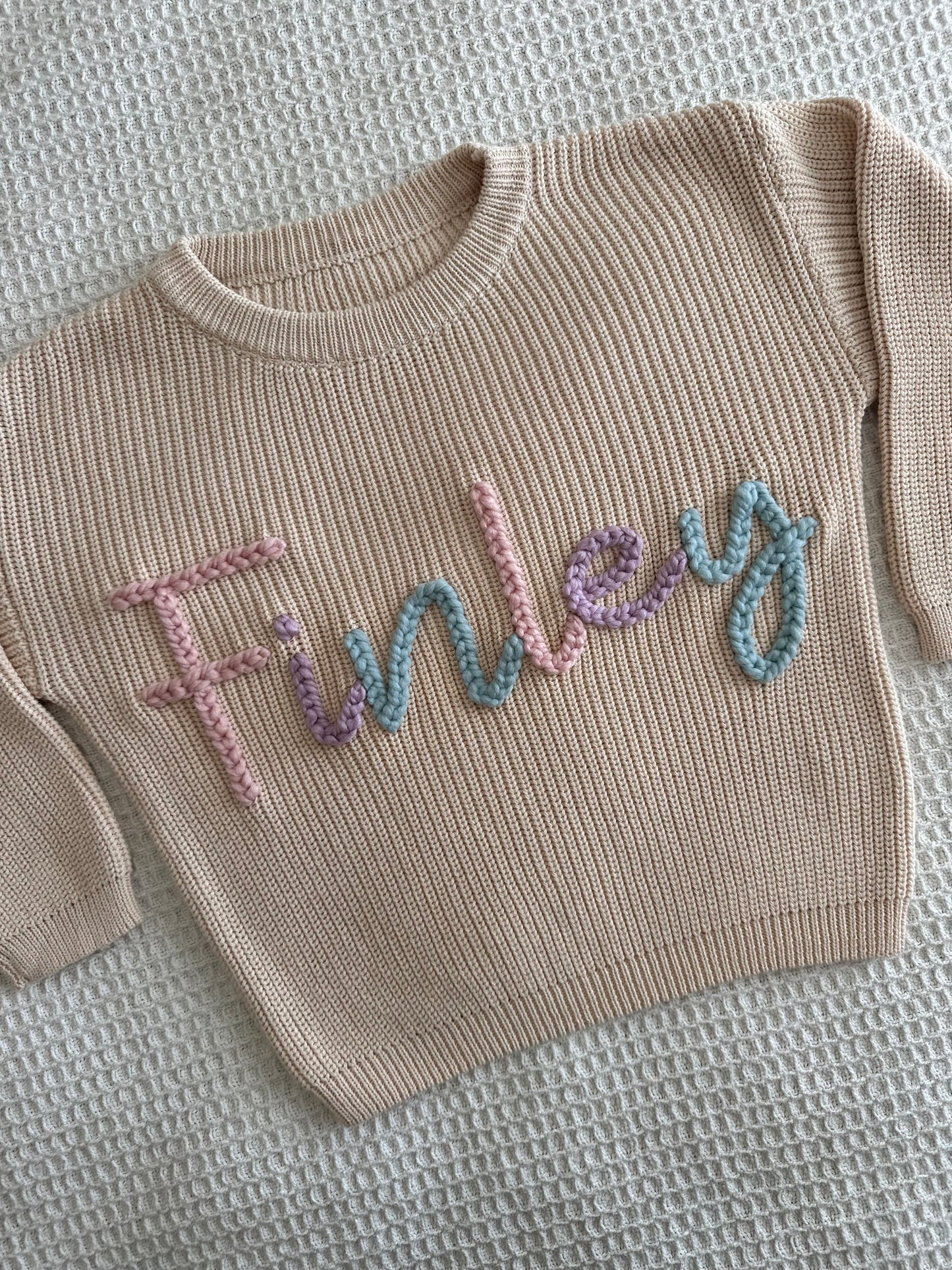 Latte | Custom Personalised Hand Embroidered Knit Sweater Jumper