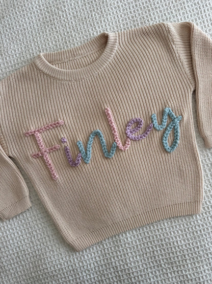 Latte | Custom Personalised Hand Embroidered Knit Sweater Jumper