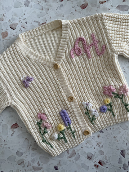 Biscuit | Custom Personalised Hand Embroidered Chunky Knit Cardigan