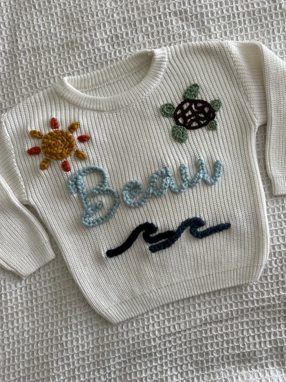 Milk | Custom Personalised Hand Embroidered Knit Sweater Jumper