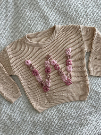 Latte | Custom Personalised Hand Embroidered Knit Sweater Jumper