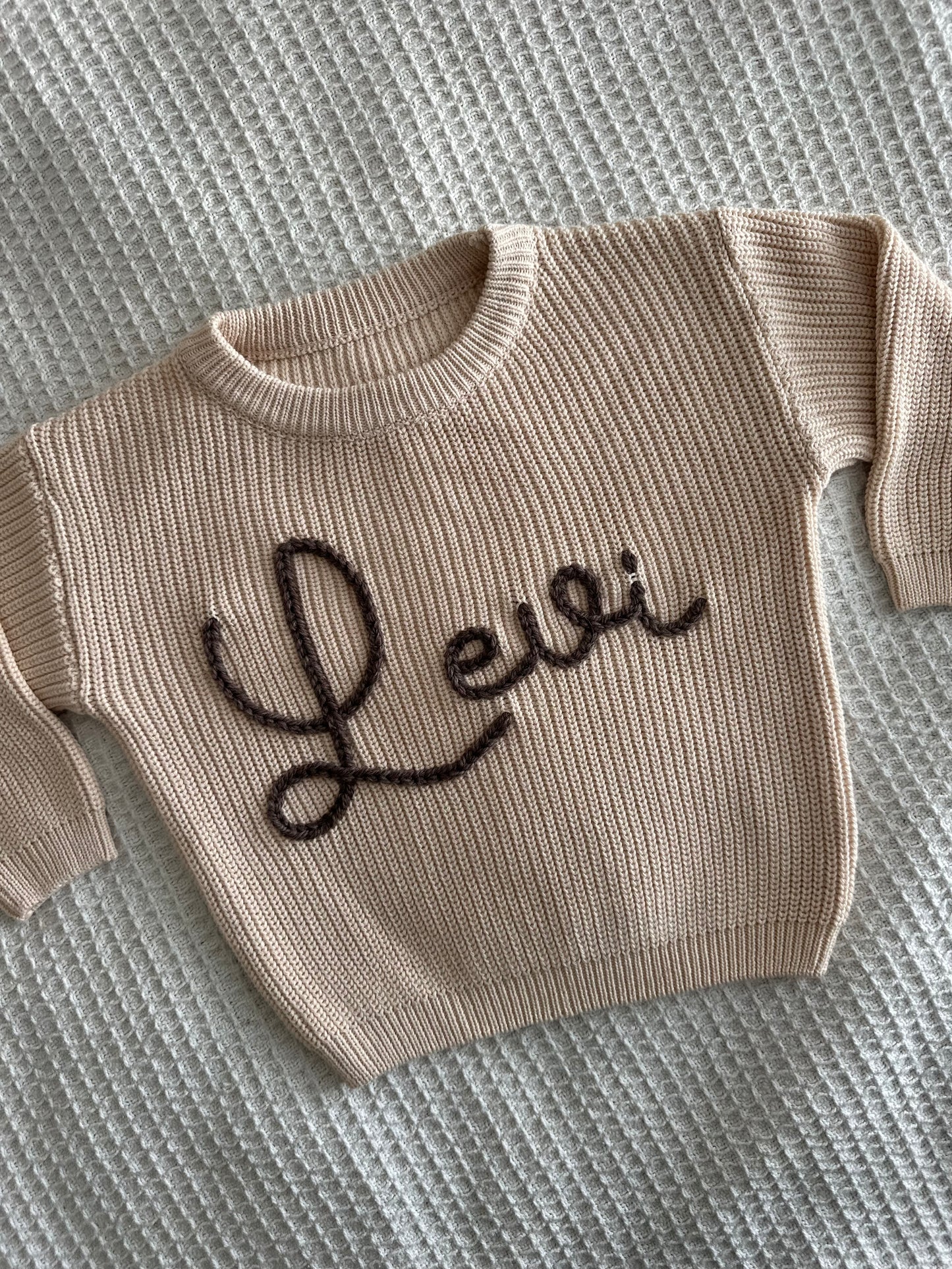 Latte | Custom Personalised Hand Embroidered Knit Sweater Jumper
