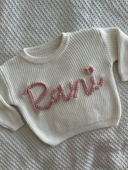 Milk | Custom Personalised Hand Embroidered Knit Sweater Jumper