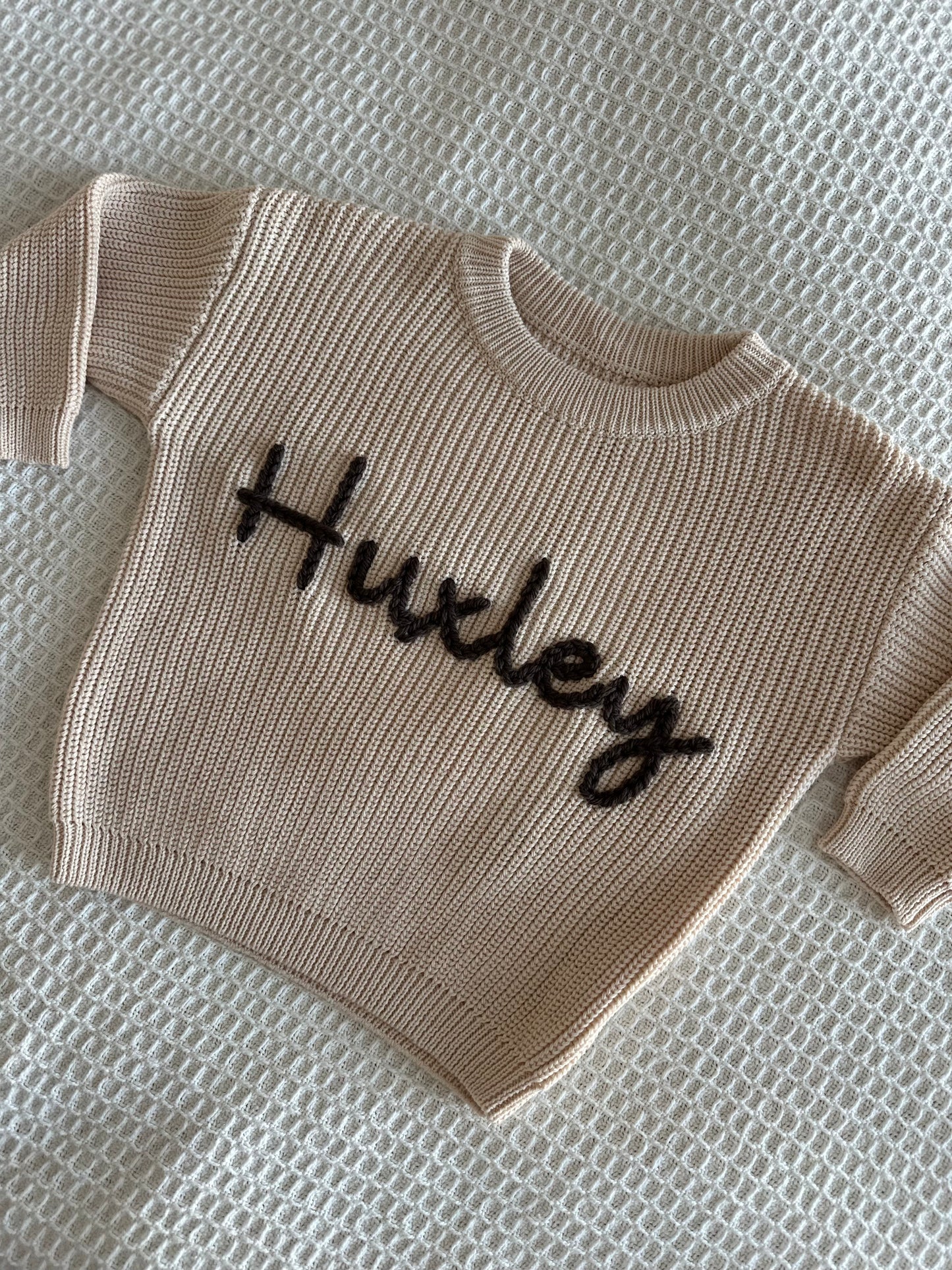 Latte | Custom Personalised Hand Embroidered Knit Sweater Jumper