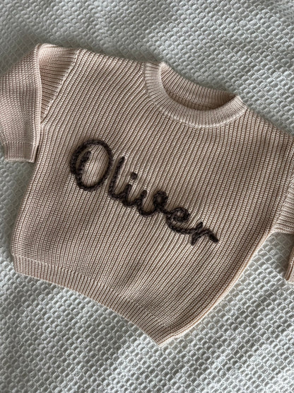 Latte | Custom Personalised Hand Embroidered Knit Sweater Jumper