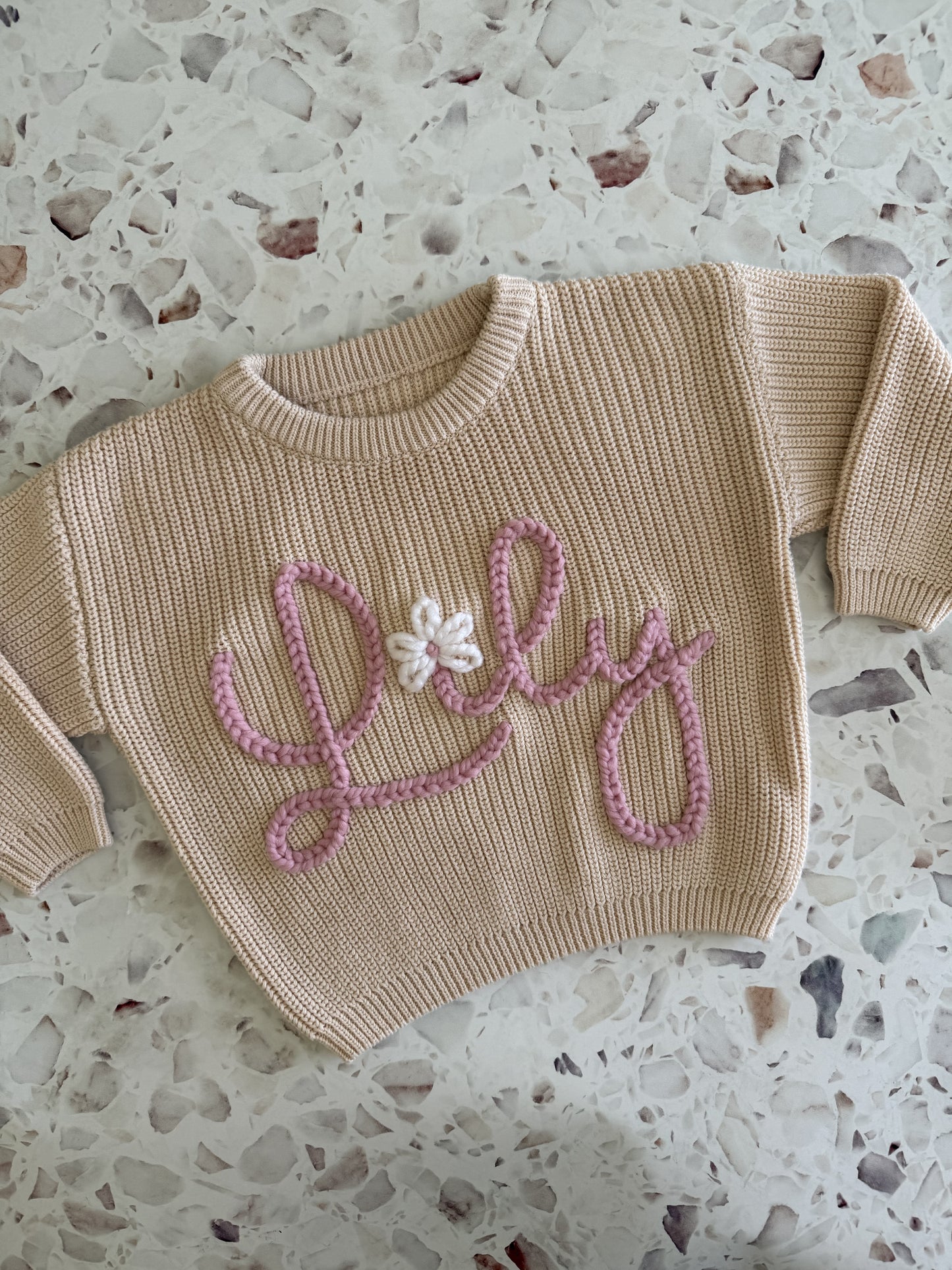 Latte | Custom Personalised Hand Embroidered Knit Sweater Jumper