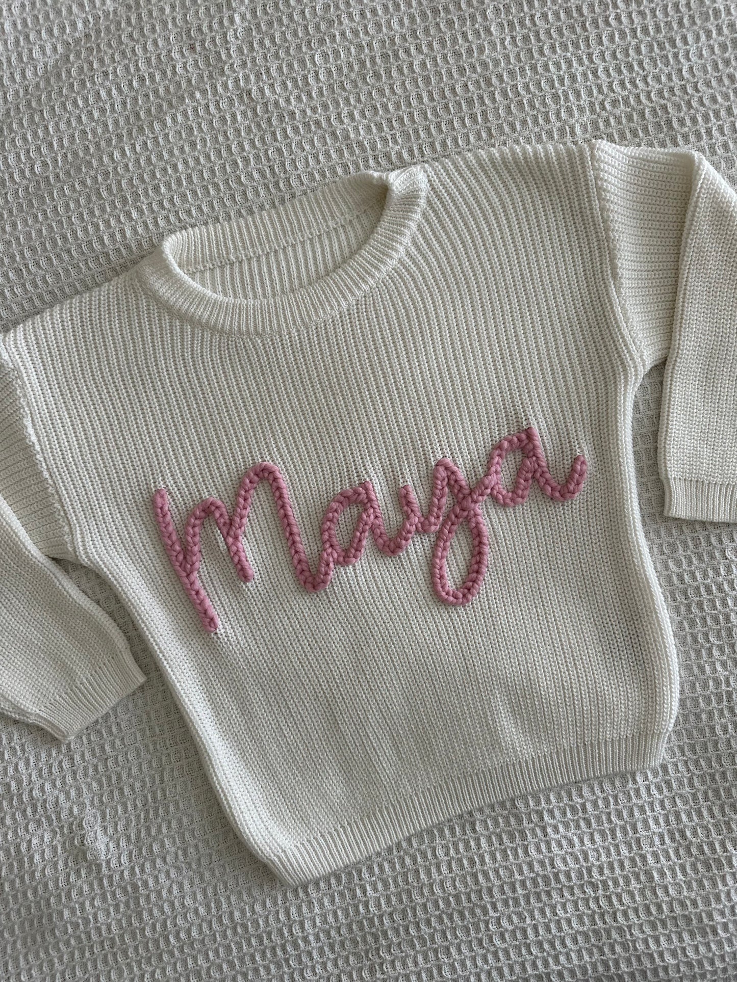 Milk | Custom Personalised Hand Embroidered Knit Sweater Jumper
