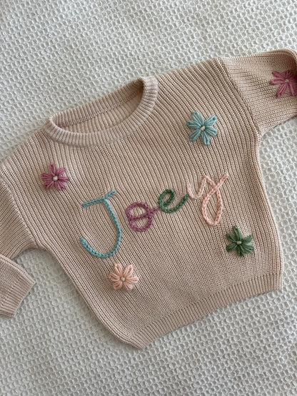 Latte | Custom Personalised Hand Embroidered Knit Sweater Jumper