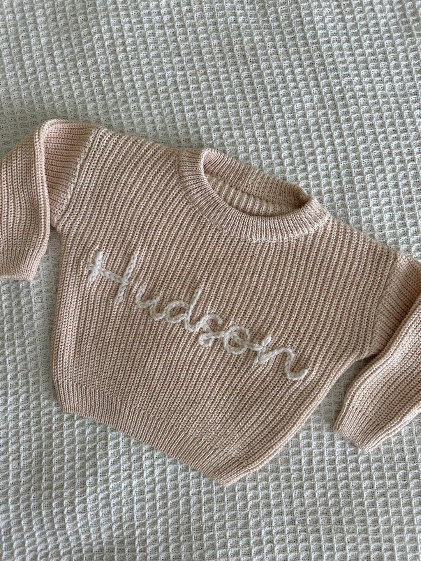 Latte | Custom Personalised Hand Embroidered Knit Sweater Jumper