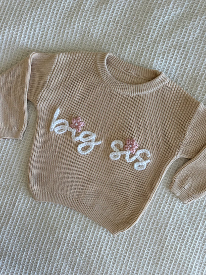 Latte | Custom Personalised Hand Embroidered Knit Sweater Jumper