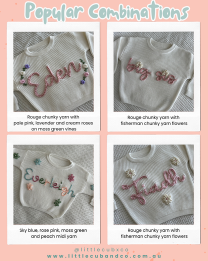 Milk | Custom Personalised Hand Embroidered Knit Sweater Jumper